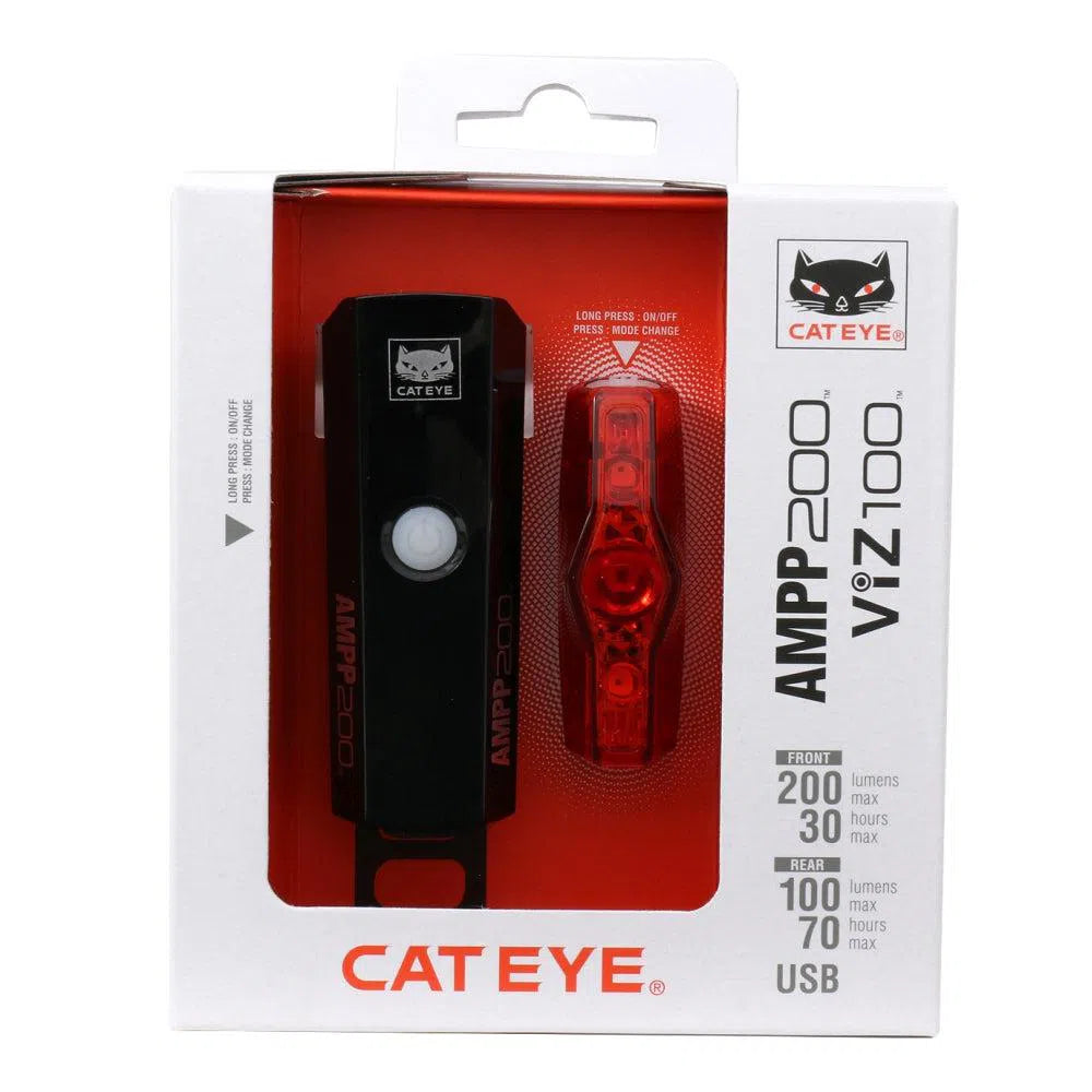 Cateye AMPP200 + VIZ100 USB Fietsverlichting set