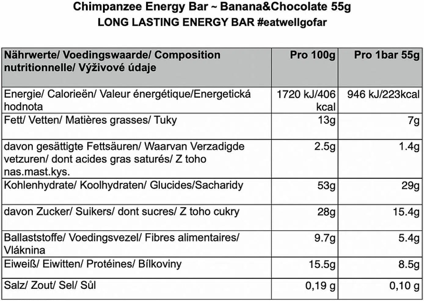 Chimpanzee Energiereep Doos (20x55gr) Banana - Chocolate