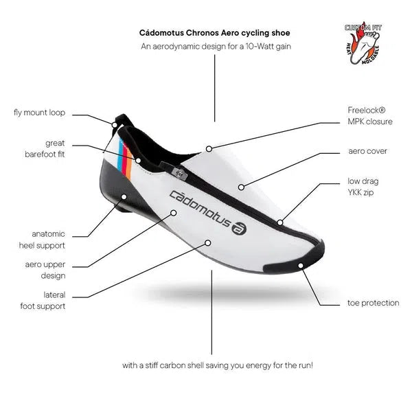 Cadomotus Chronos Aero Triathlon Long Distance fietsschoen | Bianco