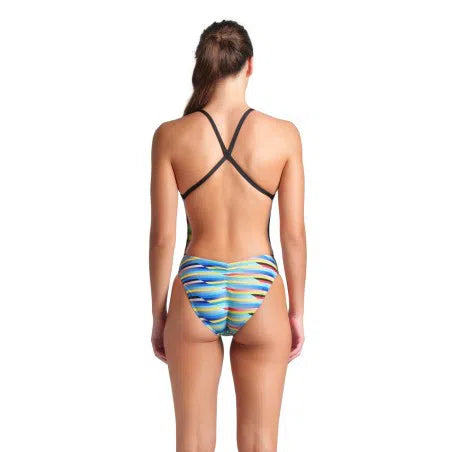Arena Racing Stripe Swimsuit Xcriss Cross Badpak Dames